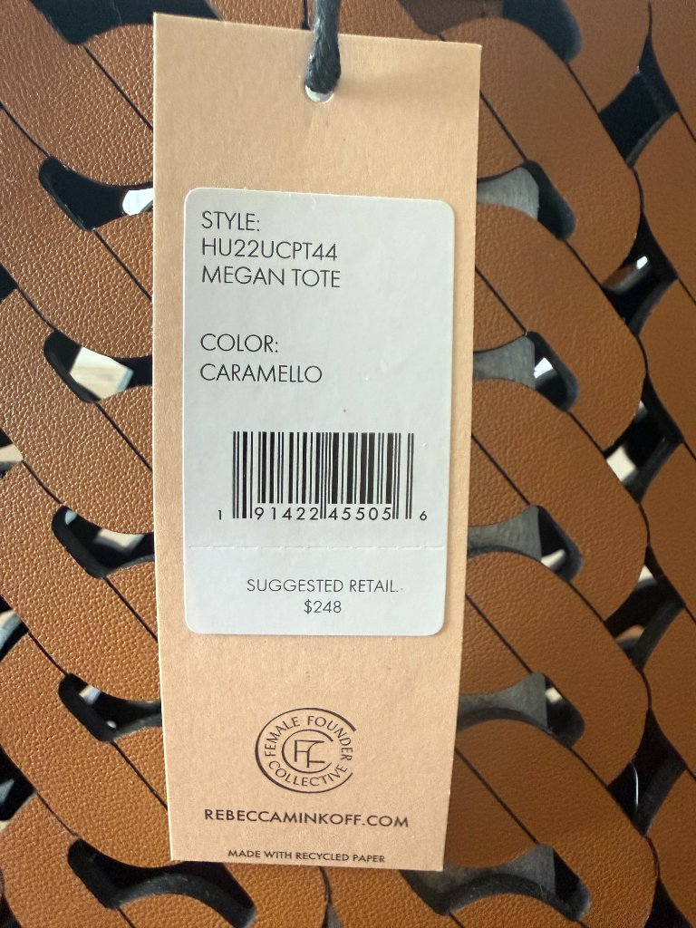 Rebecca Minkoff Megan Woven Cutout Leather Tote Bag Carmello Brown New — image 7 of 8